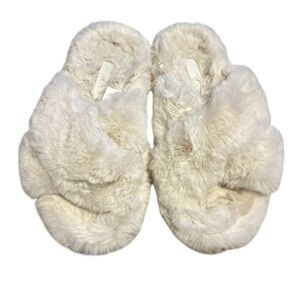 H&M Fuzzy White Slipper Sandal Women’s 8